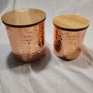 Uncommon James - Hammered Copper Canister 2 piece Storage Set EUC